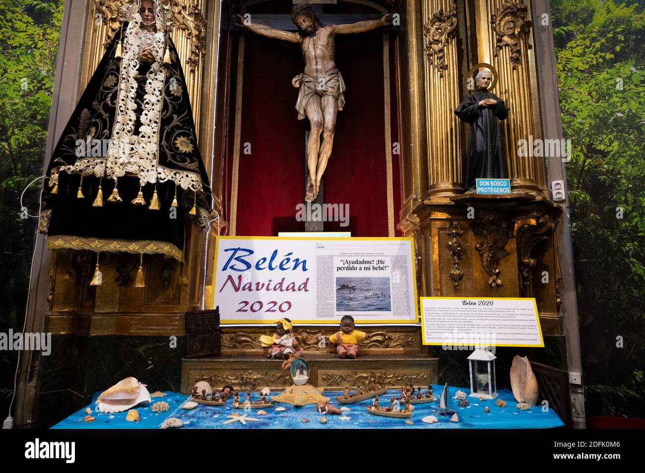 Madrid, Spain. 05th Dec, 2020. A Nativity Scene located in the church of San Anton to denounce the migration crisis, made up of various figures representing migration and the boats that have arrived in recent months on the Canary Islands. Credit: Marcos del Mazo/Alamy Live News Stock Photo