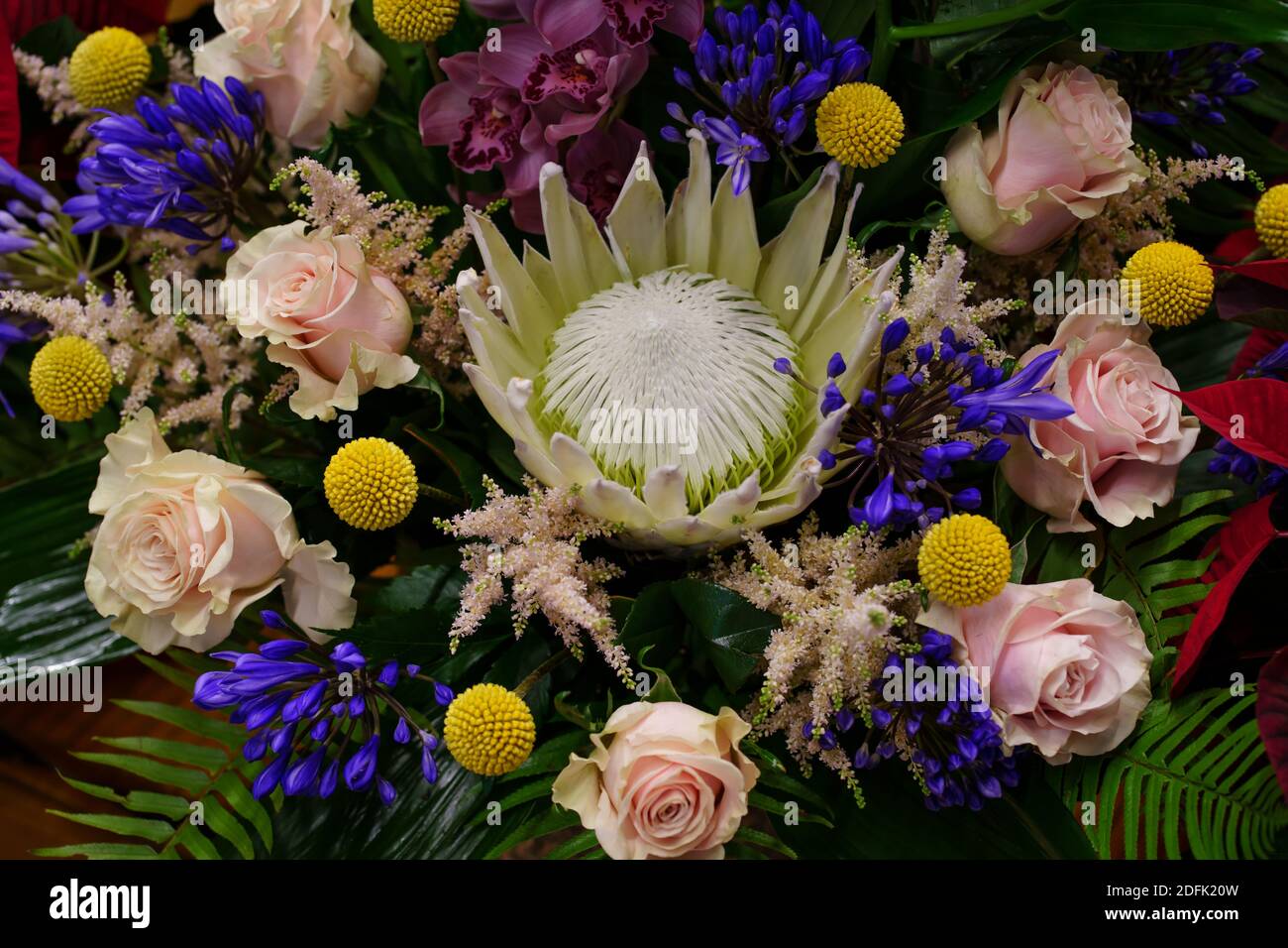 Bouquet of varied flowers from the florist's shop for a wedding or celebration Stock Photo