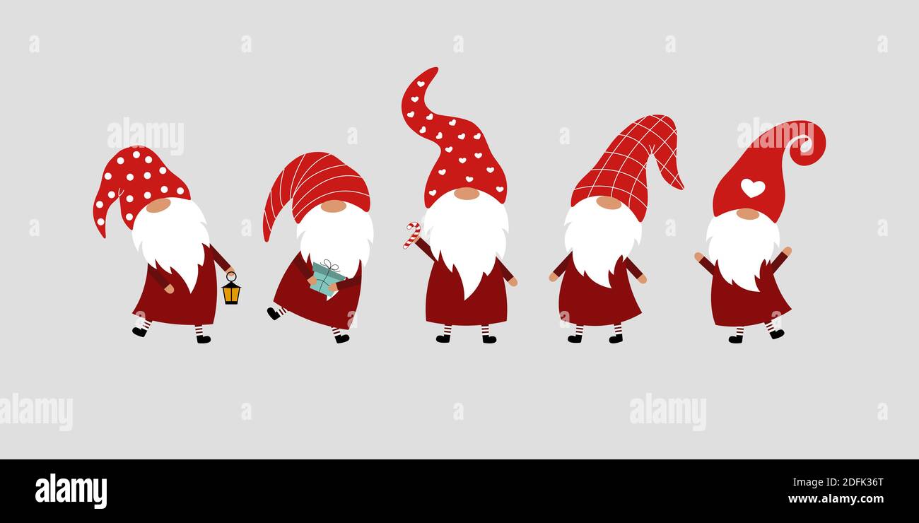 Set of 5 Christmas gnomes on a gray background. Vector card with gnomes in red hats Stock Vector Image & Art - Alamy Set of 5 Christmas gnomes on a gray background. Vector card with gnomes in red hats Stock Vector Image & Art - Alamy
