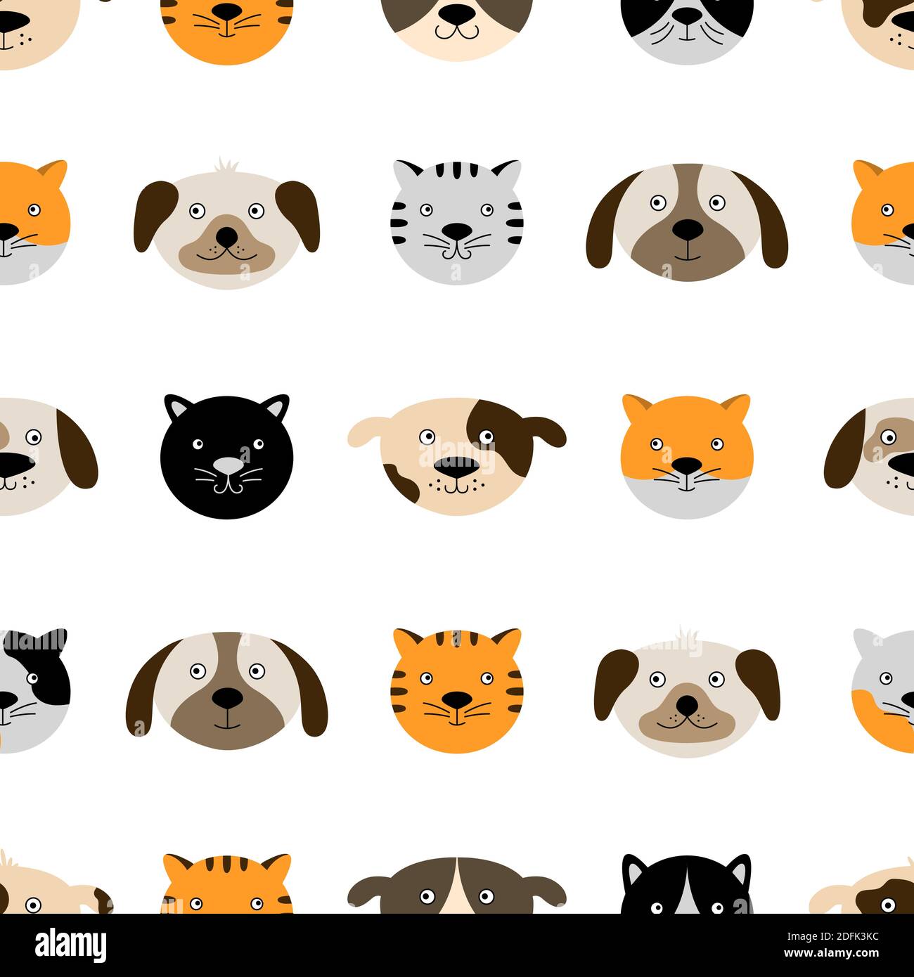 Seamless pattern with cute dog and cat faces. Vector illustration with  hand-drawn animals. Can be used for wallpaper, wrapping, textile Stock  Vector Image & Art - Alamy