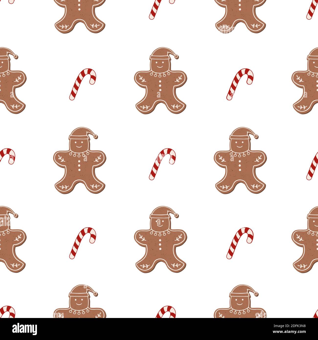 Christmas gingerbread seamless pattern. Winter vector illustration with  gingerbread man and candy canes isolated on white background. Can be used  for Stock Vector Image & Art - Alamy