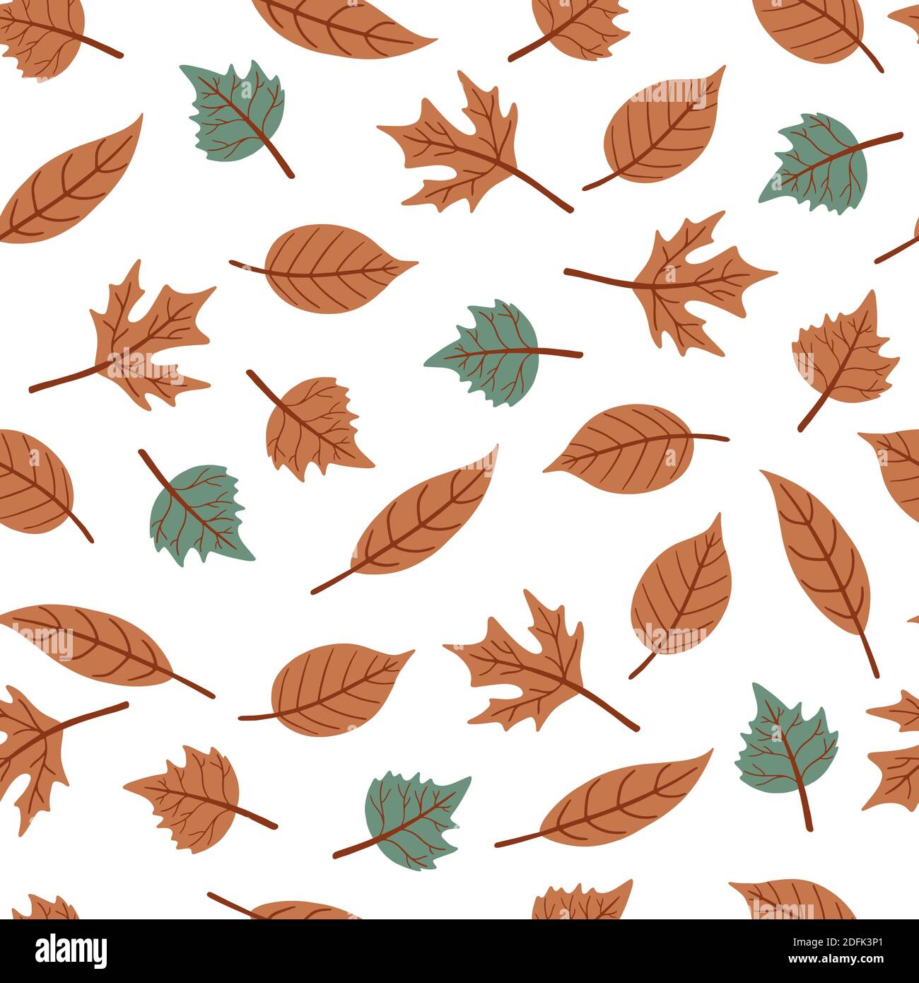 Seamless pattern with autumn leaves on a white background. It can be ...