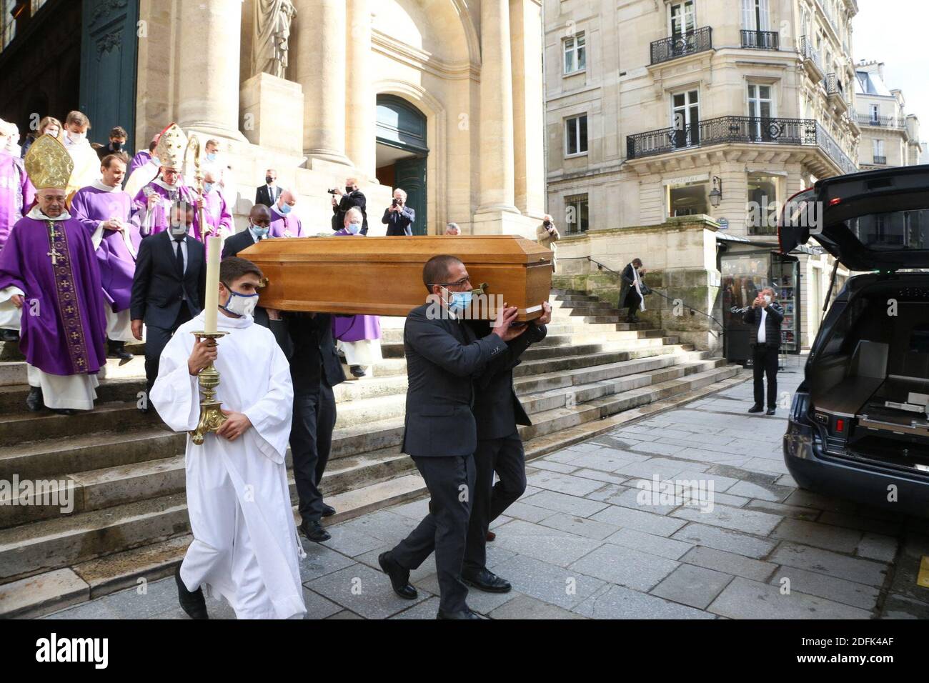 The coffin during the funeral ceremony of BritishFrench actor Michael