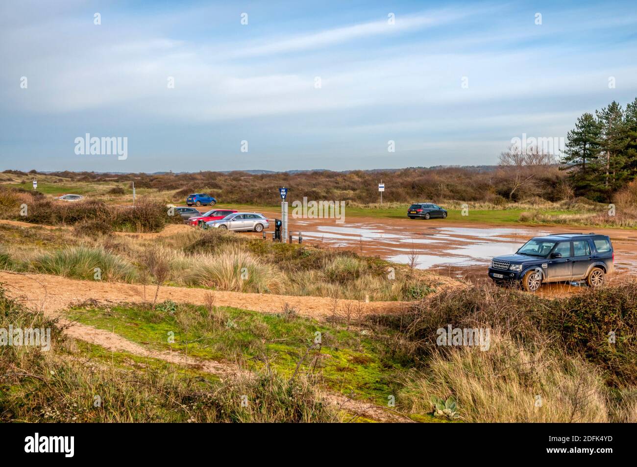 Beach car park. Unpaved car park behind the beach at