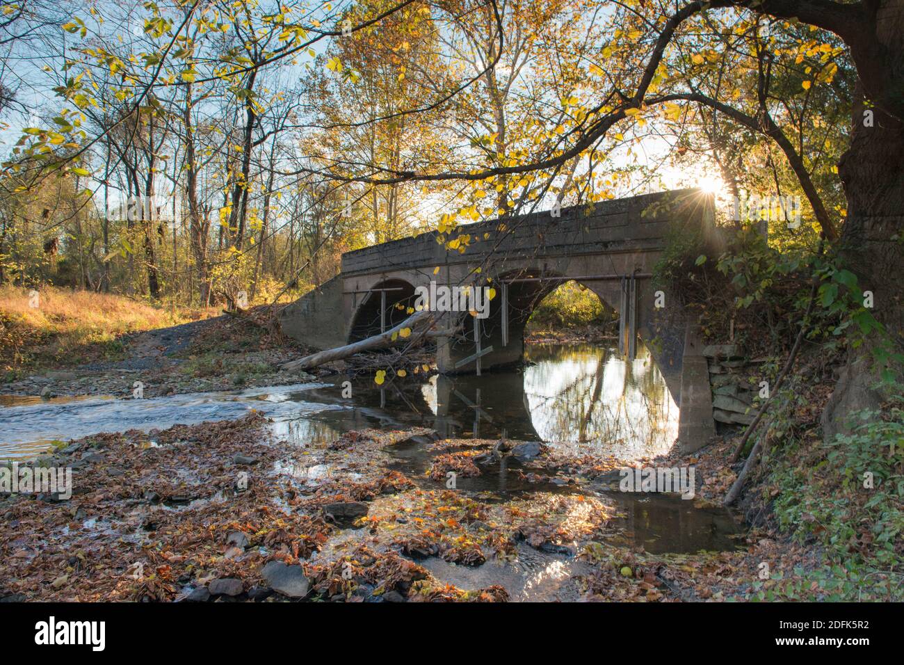 Bridge over Goose Creek in Marshall, Fauquier County, Virginia. Stock Photo