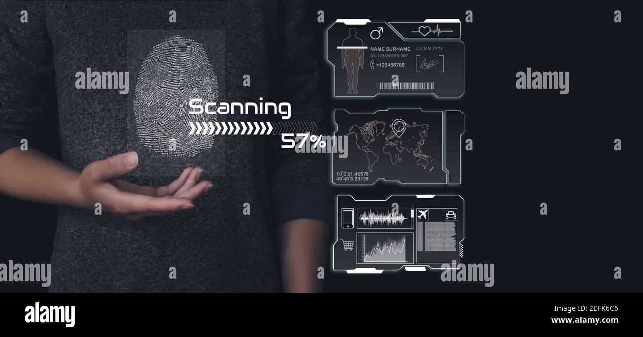 Fingerprint to identify personal, security system concept