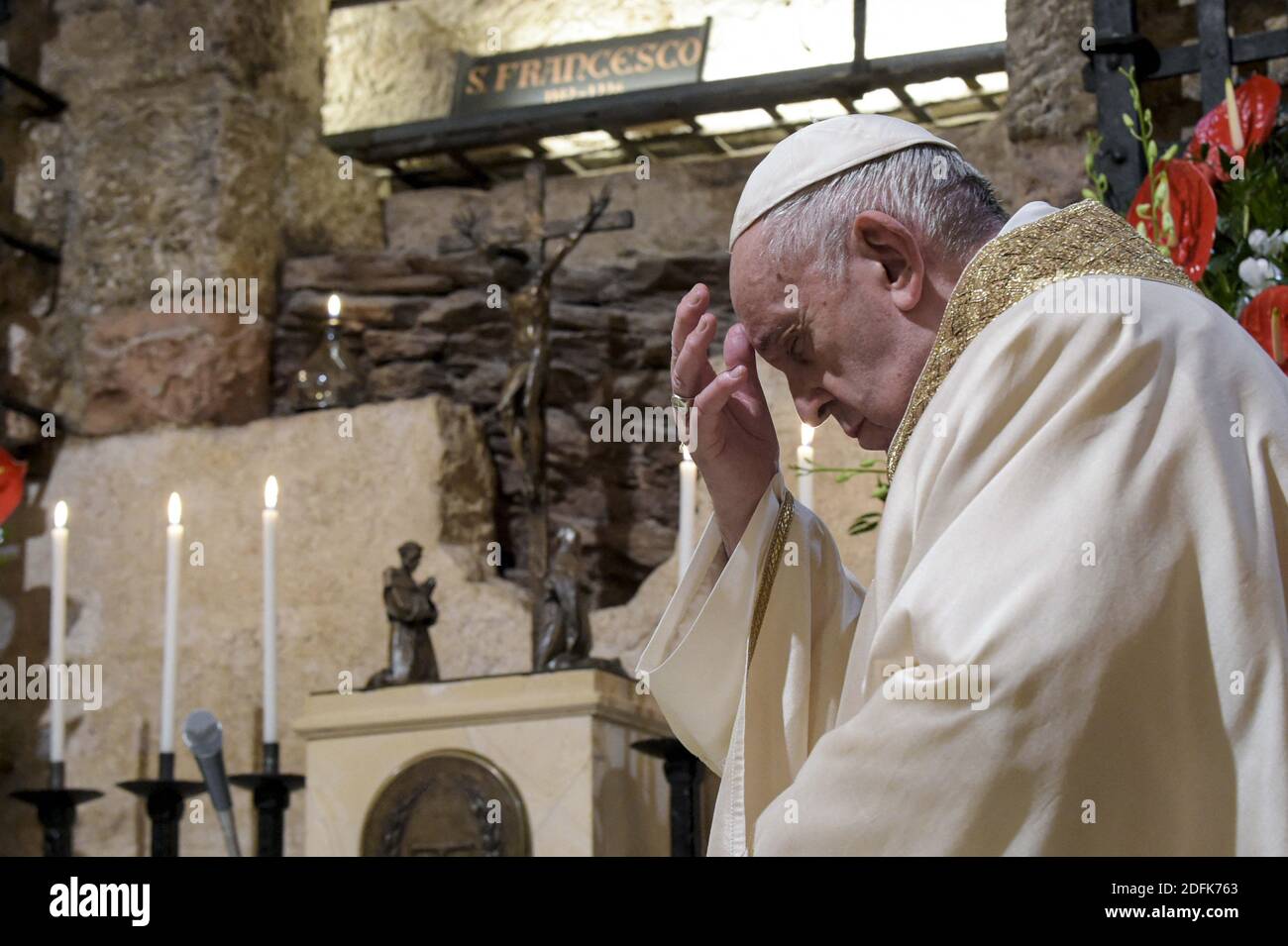 Pope Francis signed his new encyclical, 'Fratelli tutti', during a visit to  Assisi, Italy on October 3, 2020. In his first official trip outside Rome  since the pandemic struck Italy, the pope