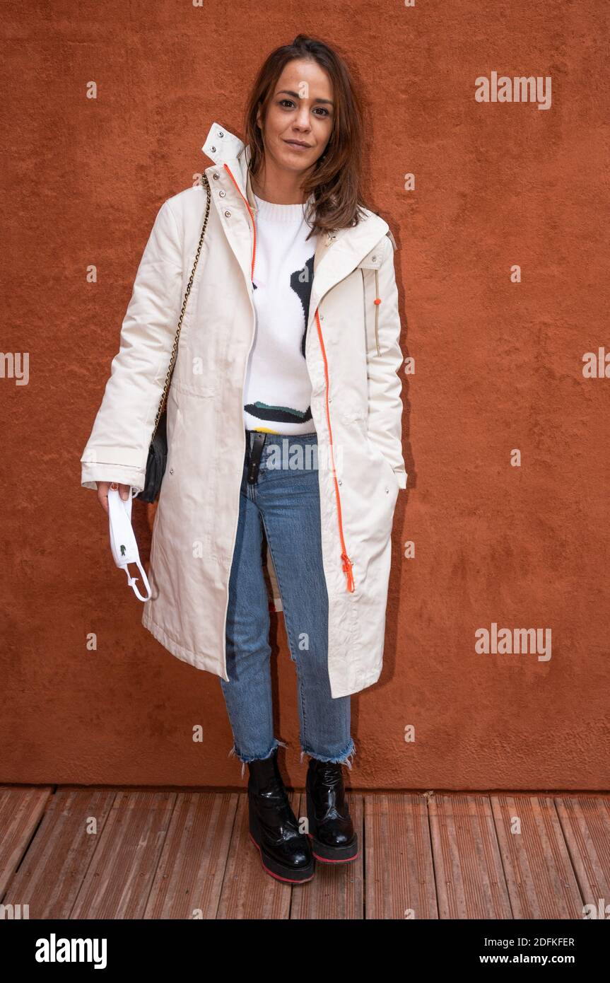 Alice Belaidi attends the French Tennis Open at Roland Garros stadium