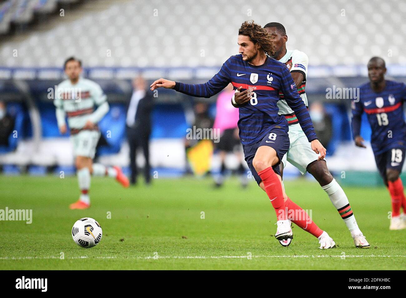 Adrien Rabiot of France and William Carvalho of Portugal in action during the UEFA Nations League group stage match between France and Portugal at Stade de France, on October 11, 2020 in Paris, France. Photo by David Niviere/ABACAPRESS.COM Stock Photo