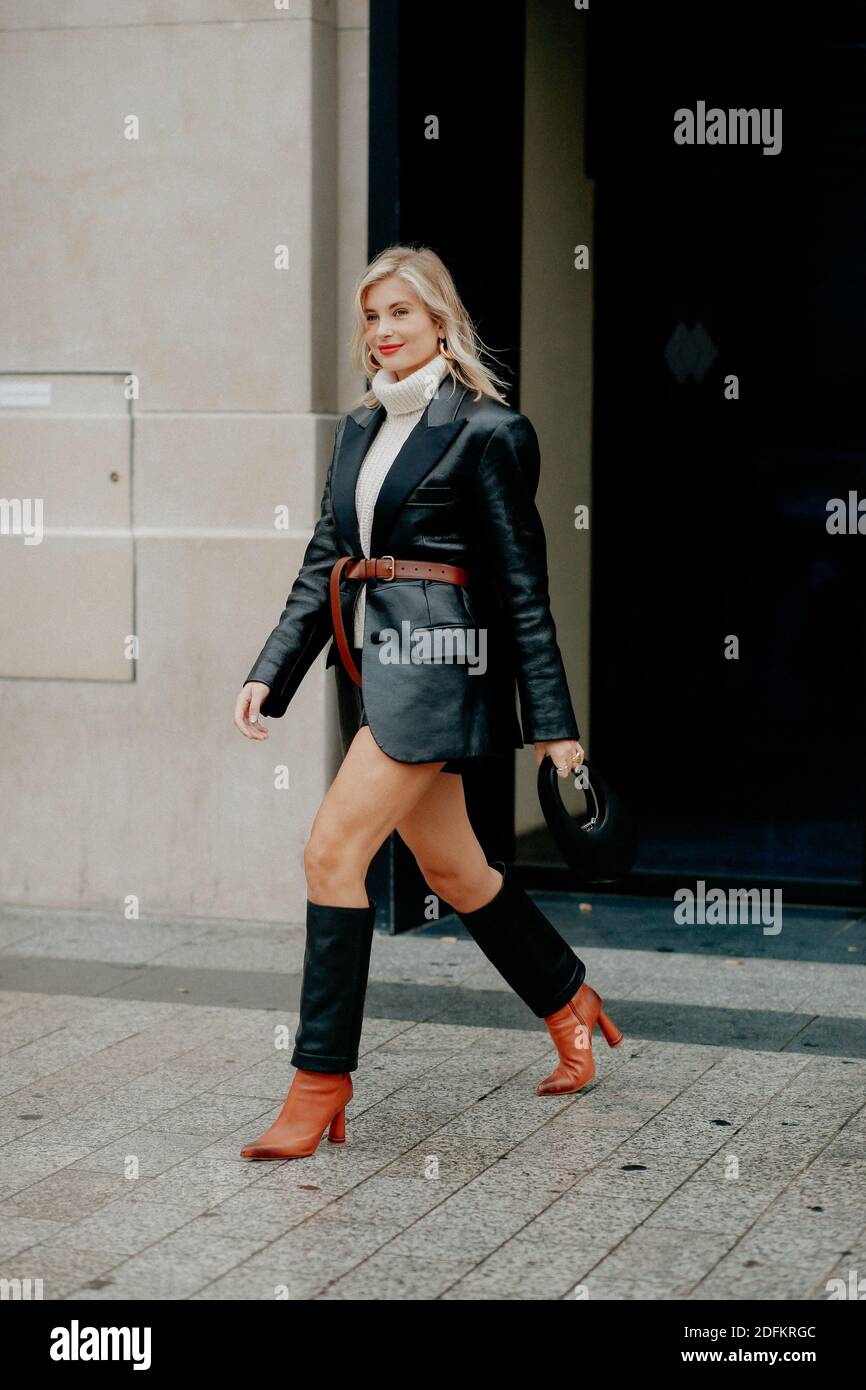 Street style, Xenia Adonts arriving at Miu Miu Spring Summer 2021 lunch  presentation, held at Mun Restaurant, Champs Elysees, Paris, France, on  October 6, 2020. Photo by Marie-Paola Bertrand-Hillion/ABACAPRESS.COM Stock  Photo -