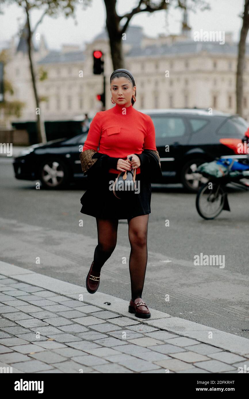 Street style, Amina Muaddi arriving at Louis Vuitton Spring Summer 2021  show, held at La Samaritaine, Paris, France, on October 6, 2020. Photo by  Marie-Paola Bertrand-Hillion/ABACAPRESS.COM Stock Photo - Alamy