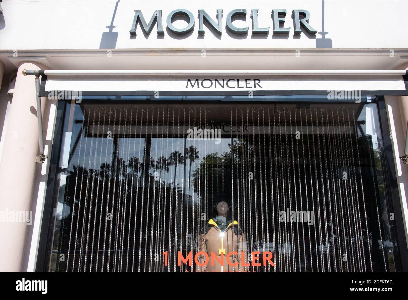 A shop sign of MONCLER, on October 13, 2020 in Cannes, France. Photo by  David Niviere/ABACAPRESS.COM Stock Photo - Alamy