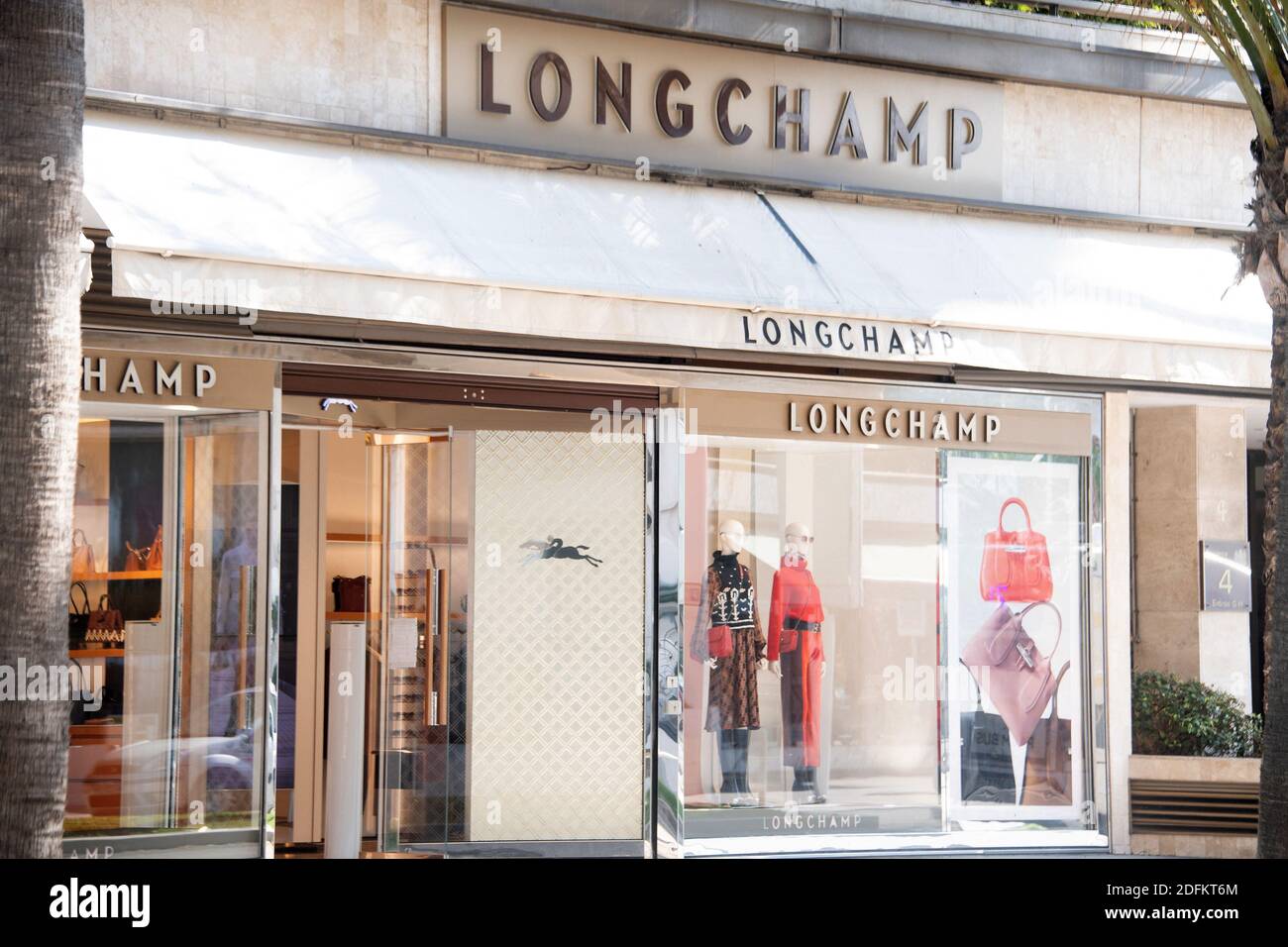A shop sign of LONGCHAMP, on October 13, 2020 in Cannes, France. Photo by  David Niviere/ABACAPRESS.COM Stock Photo - Alamy