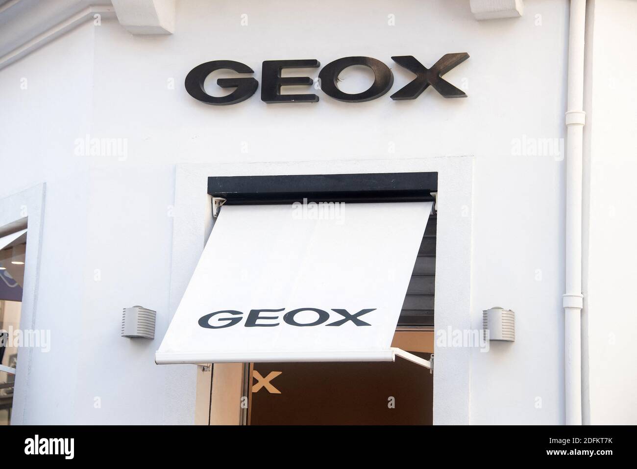 A shop sign of GEOX, on October 13, 2020 in Cannes, France. Photo by David  Niviere/ABACAPRESS.COM Stock Photo - Alamy