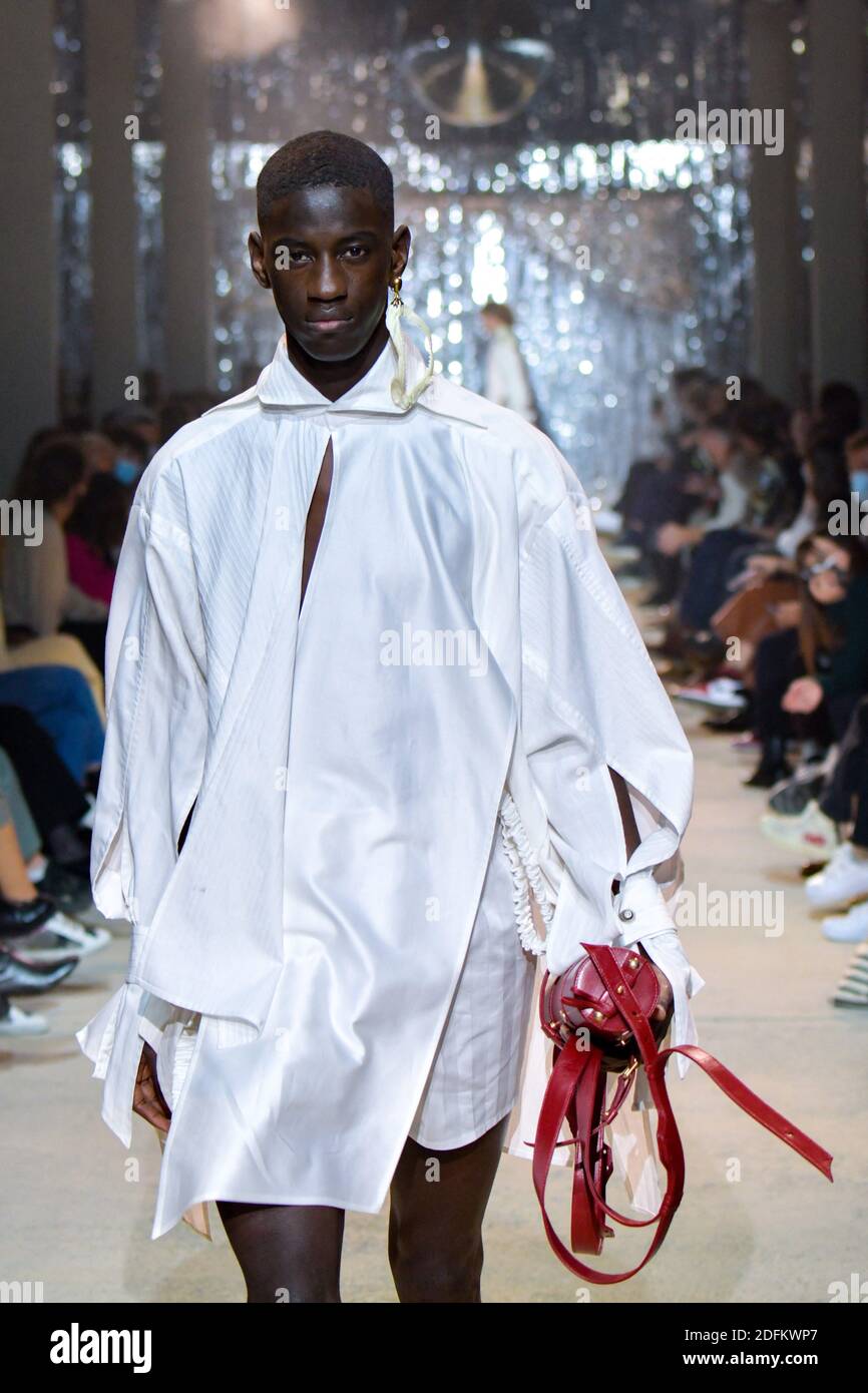 Model walks the runway at the show of Christoph Rumpf, winner of the Grand  Prix of the jury Première Vision 2019, with the support of the CHANEL  Métiers d'art, during the 35th