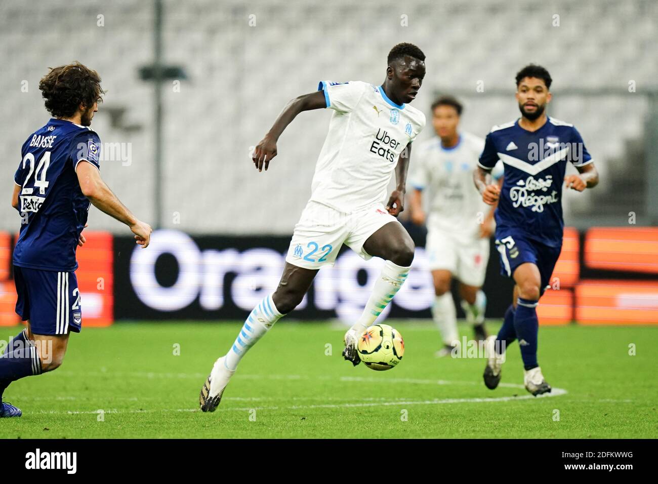 Pape Gueye (OM) during the French Ligue 1 Olympique de Marseille (OM) vs  Football Club Girondin de Bordeaux (FCGB) football match at the Orange  Velodrome, in Marseille, France on October 17, 2020.