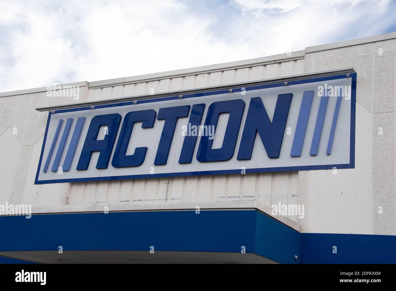 A shop sign of ACTION, on October 19, 2020 in Creteil, France. Photo by ...