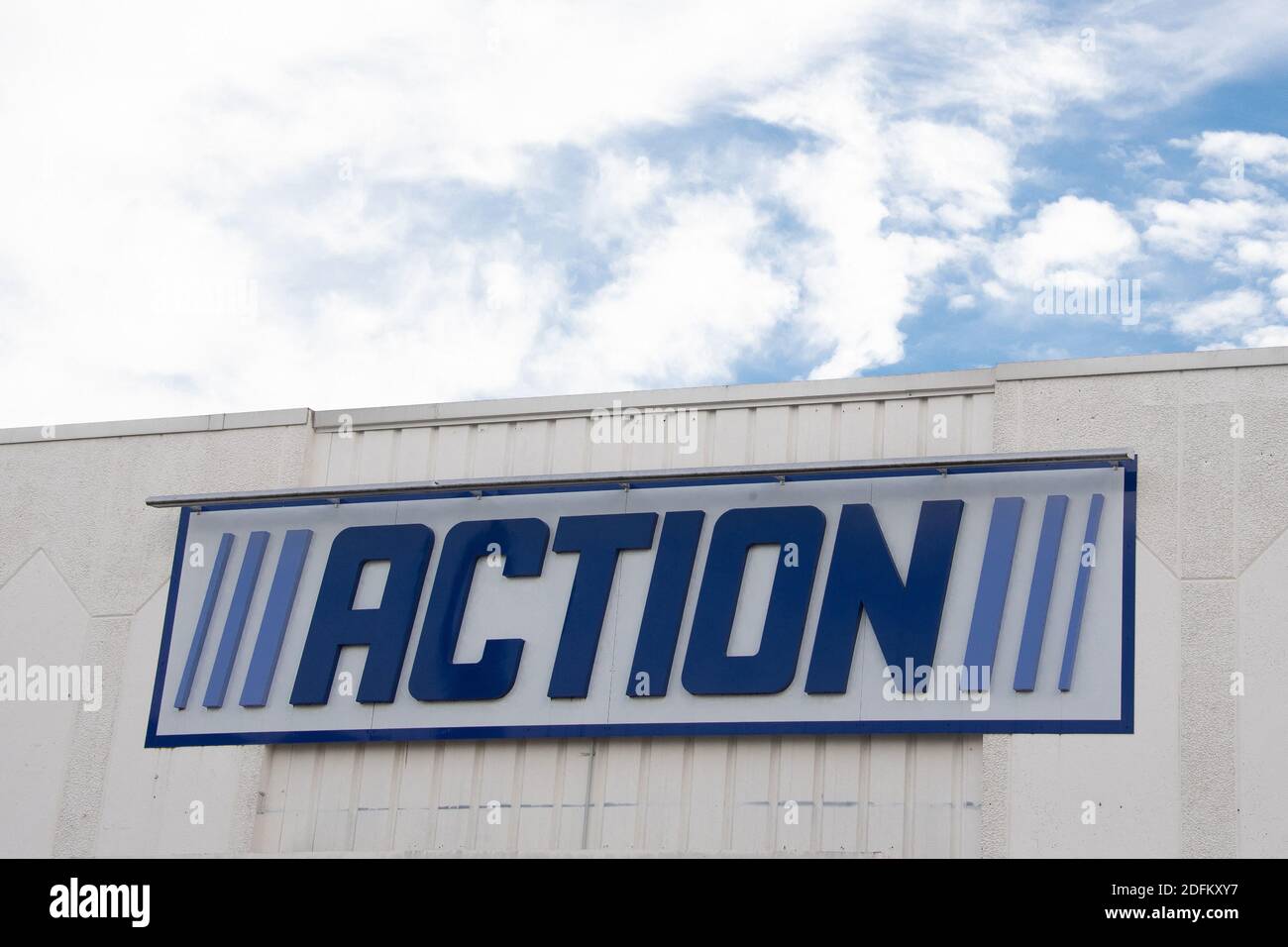A shop sign of ACTION, on October 19, 2020 in Creteil, France. Photo by ...