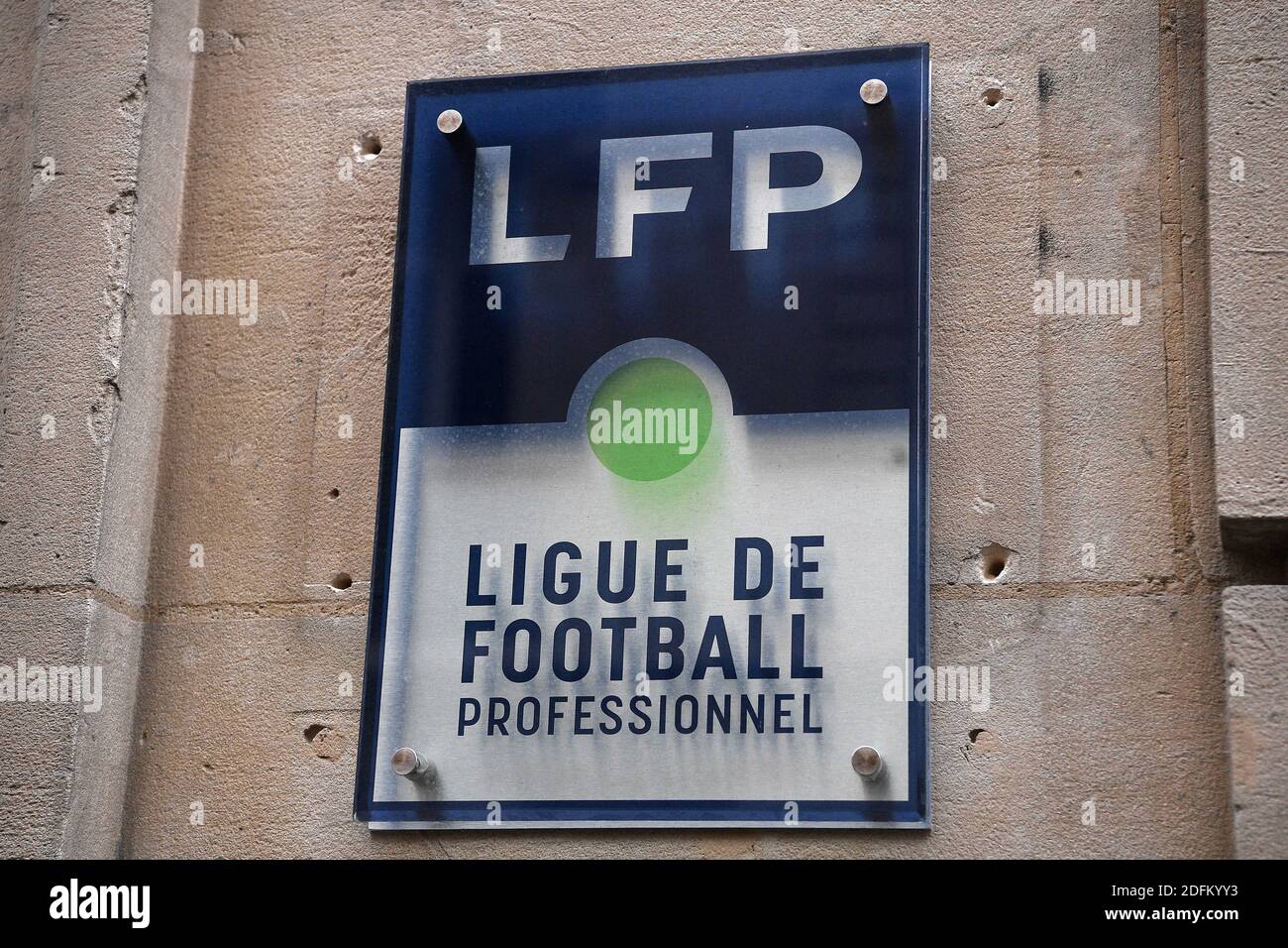 A logo of Ligue de Football Professionnel, Professional Football League (LFP), on October 20, 2020 in Paris, France. Photo by David Niviere/ABACAPRESS.COM Stock Photo
