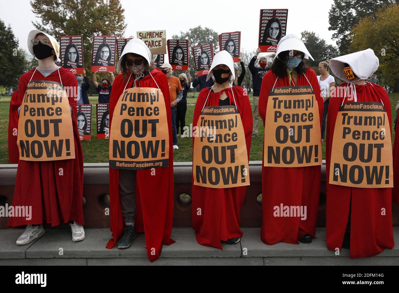 Protesters and supporters U.S. Supreme Court nominee Judge Amy Coney Barrett rally during a Senate Judiciary Committee meeting on Capitol Hill in Washington on October 22, 2020. Photo by Yuri Gripas/ABACAPRESS.COM Stock Photo