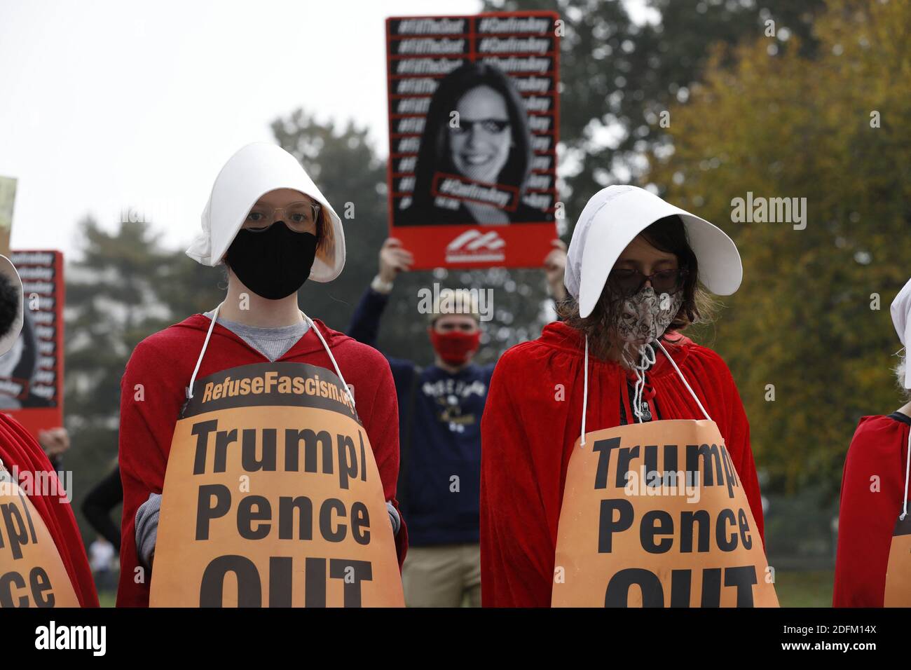 Protesters and supporters U.S. Supreme Court nominee Judge Amy Coney Barrett rally during a Senate Judiciary Committee meeting on Capitol Hill in Washington on October 22, 2020. Photo by Yuri Gripas/ABACAPRESS.COM Stock Photo