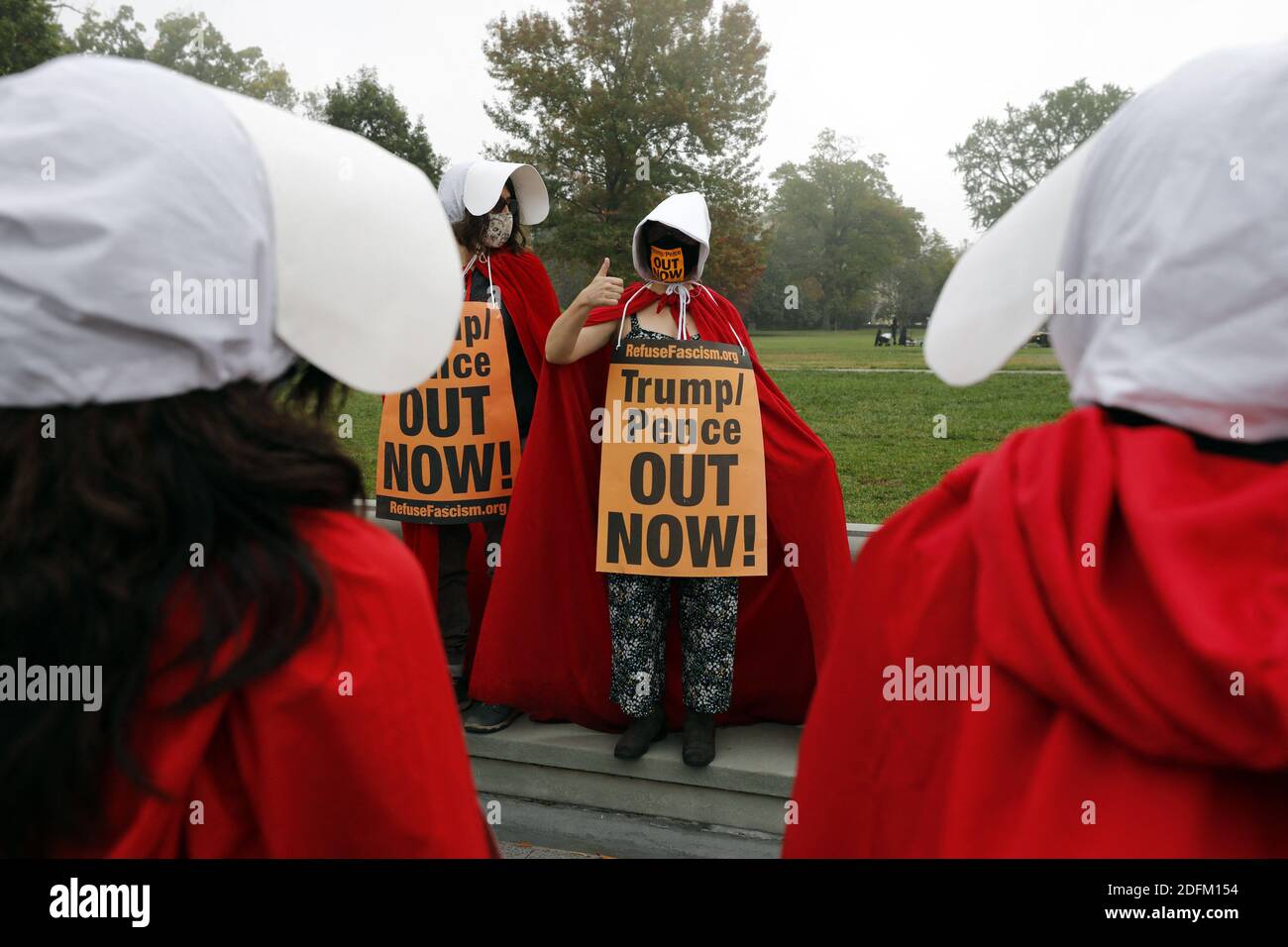 Protesters U.S. Supreme Court nominee Judge Amy Coney Barrett rally during a Senate Judiciary Committee meeting on Capitol Hill in Washington on October 22, 2020. Photo by Yuri Gripas/ABACAPRESS.COM Stock Photo