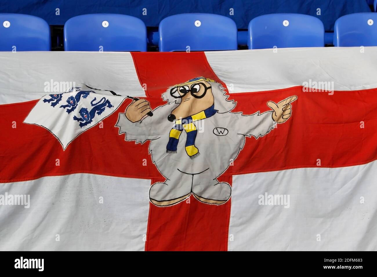 Wimbledon, UK. 05th Dec, 2020. A flag in the North stand, depicting club mascot Haydn the Womble during the Sky Bet League 1 match between AFC Wimbledon and Bristol Rovers at the Plough Lane Stadium, Wimbledon, England on 5 December 2020. Photo by Carlton Myrie. Credit: PRiME Media Images/Alamy Live News Stock Photo