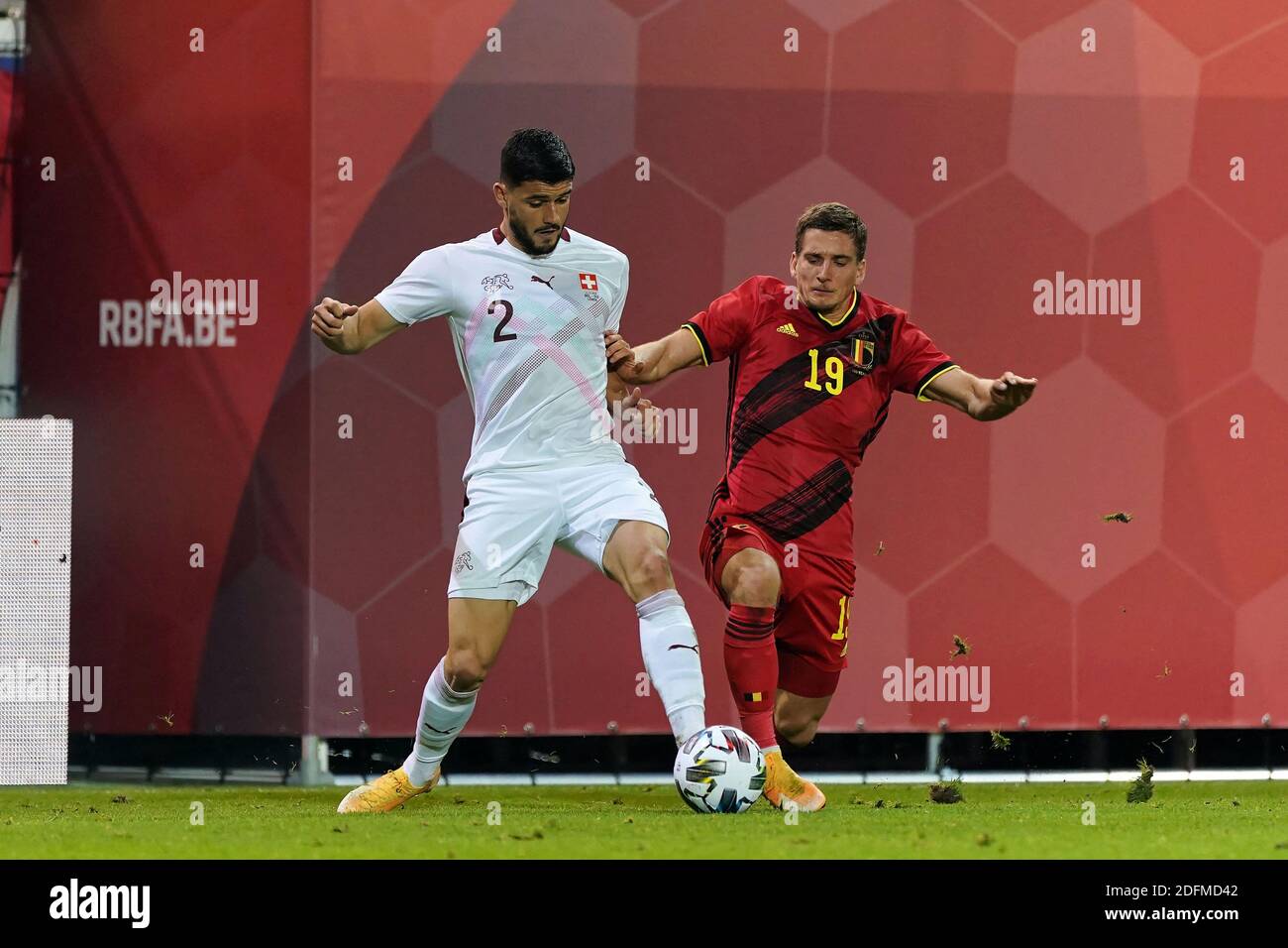 Loris Benito Of Switzerland Dennis Praet Of Belgium During The International Friendly Match Between Belgium And Switzerland At King Power At Den Dreef Stadion On November 11 2020 In Heverlee Belgium Photo