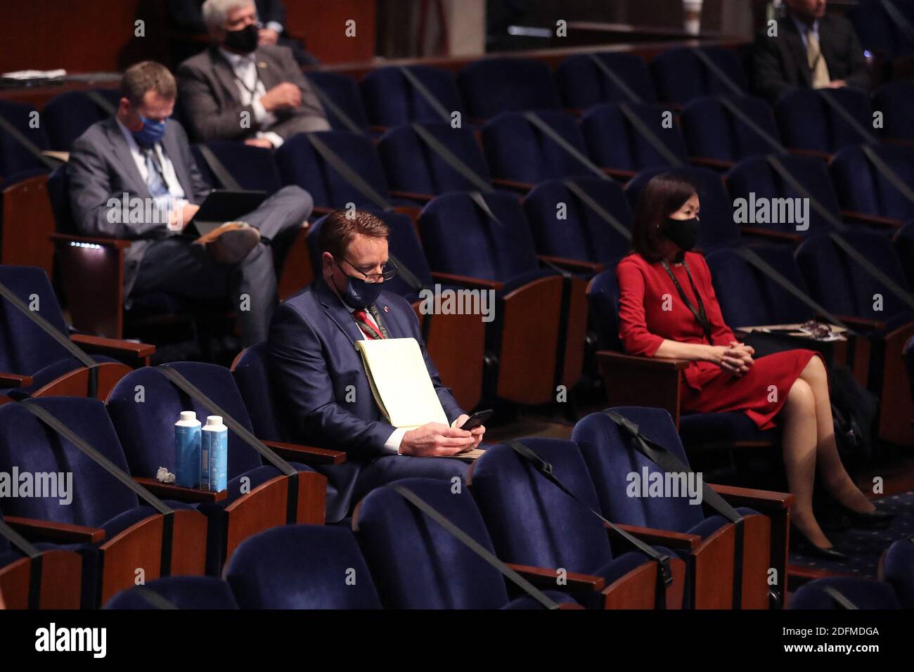 Newly-elected members of the U.S. House of Representatives attend a briefing by current chiefs of staff during orientation in the U.S. Capitol Visitors Center Congressional Auditorium November 13, 2020 in Washington, DC. Although about a dozen races have yet to be called across the country -- and at least one new member at home due to a coronavirus infection -- about 50 new members of Congress gathered to start the process of hiring staff and setting up offices as they transition to Washington. Photo by Chip Somodevilla/Pool/ABACAPRESS.COM Stock Photo