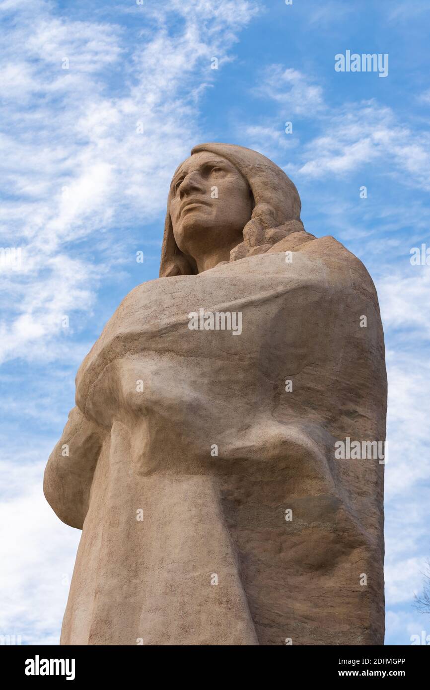 Black Hawk Statue at Lowden State Park in the late afternoon light