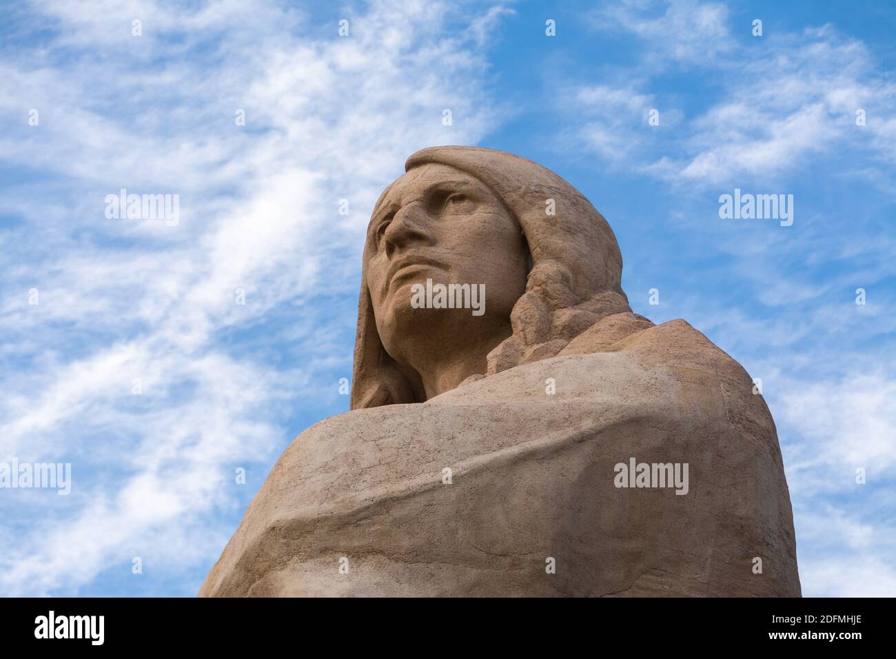 Black Hawk Statue at Lowden State Park in the late afternoon light