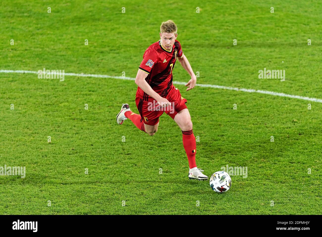 Kevin De Bruyne of Belgium during the UEFA Nations League group stage match between Belgium and Denkmark at King Power at Den Dreef Stadion on November 18, 2020 in Heverlee, Belgium. Photo by Sylvain Lefevre /ABACAPRESS.COM Stock Photo