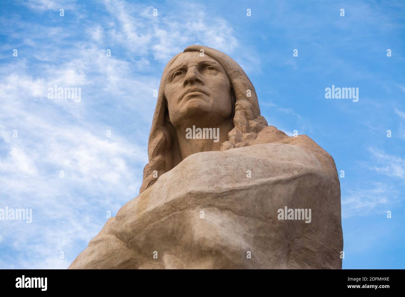 Black Hawk Statue at Lowden State Park in the late afternoon light