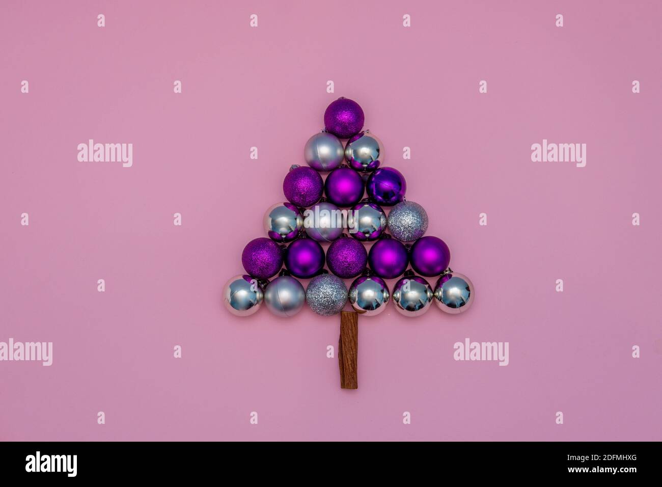 Christmas baubles as Christmas tree. Minimal Christmas concept Stock Photo
