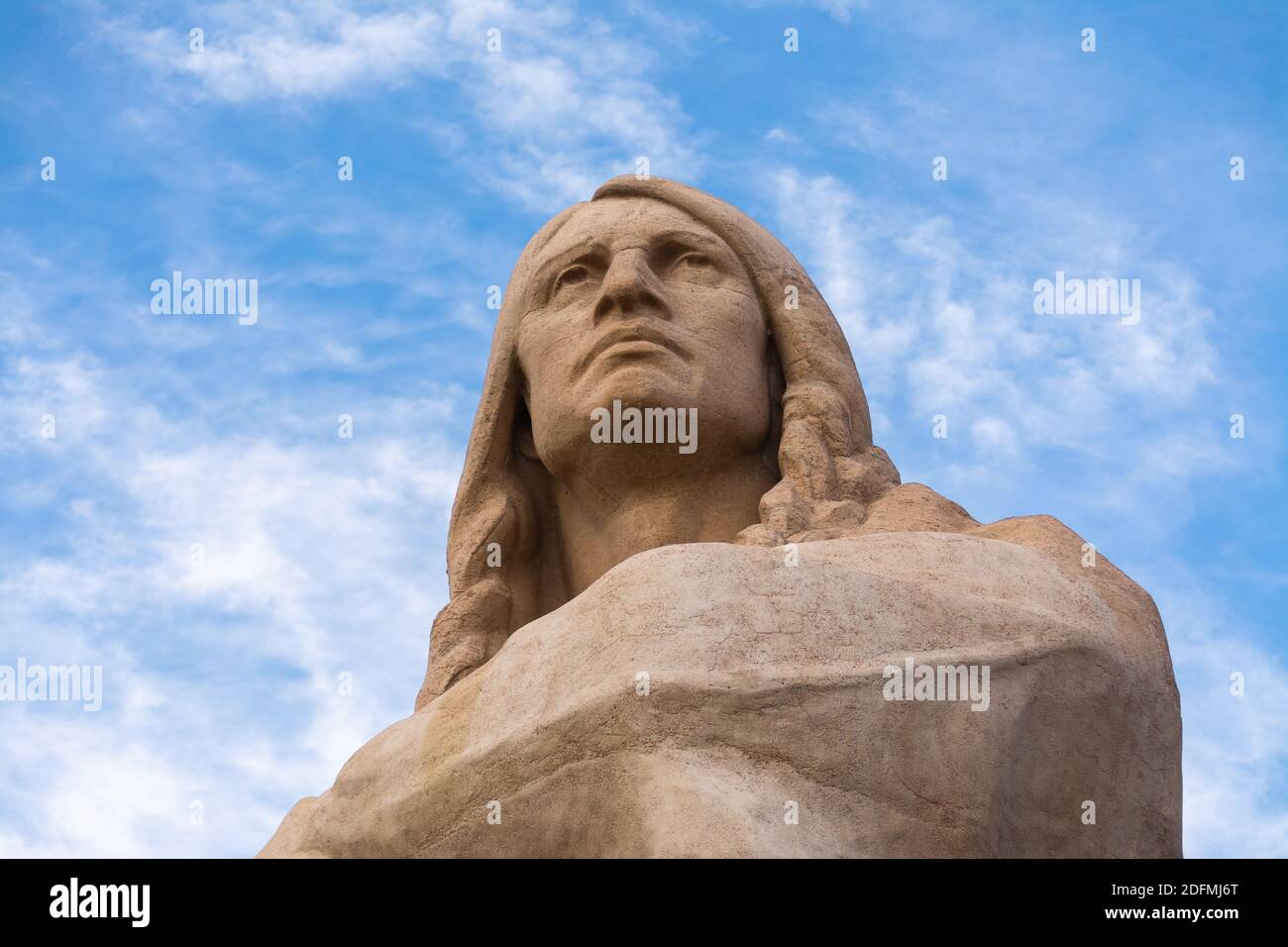 Black Hawk Statue at Lowden State Park in the late afternoon light