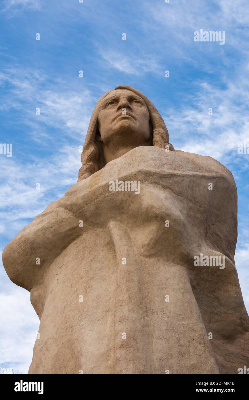 Black Hawk Statue at Lowden State Park in the late afternoon light