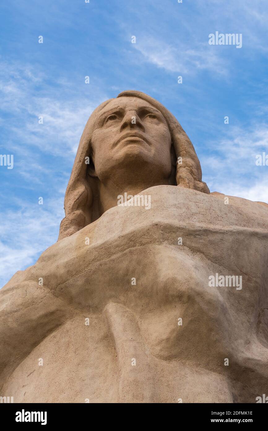 Black Hawk Statue at Lowden State Park in the late afternoon light