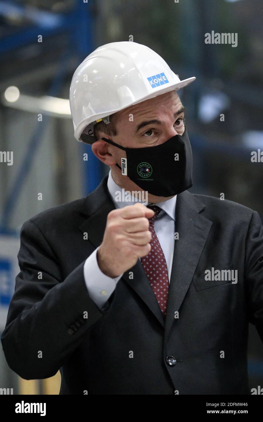 Prime Minister Jean Castex visits the Kone elevators and escalators