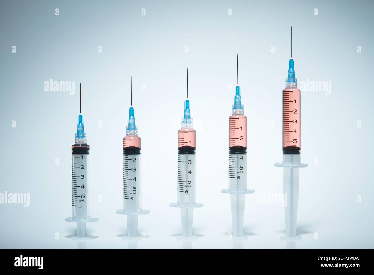 Syringes Disposable plastic medical syringes with attached hypodermic