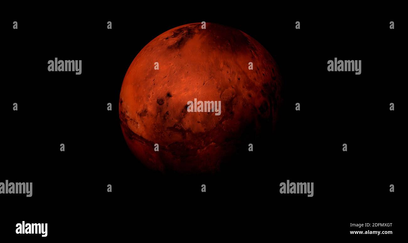 Planet mars sun rise with stars in background. front view of Mars ...