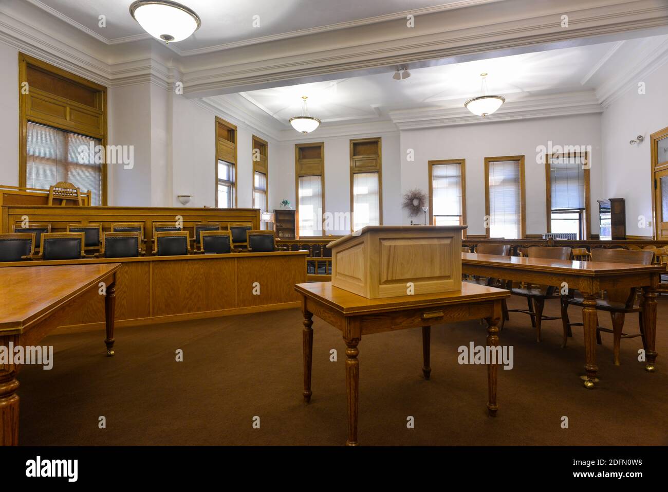 Anaconda, Montana, USA August 16, 2012 The lectern and jury box in