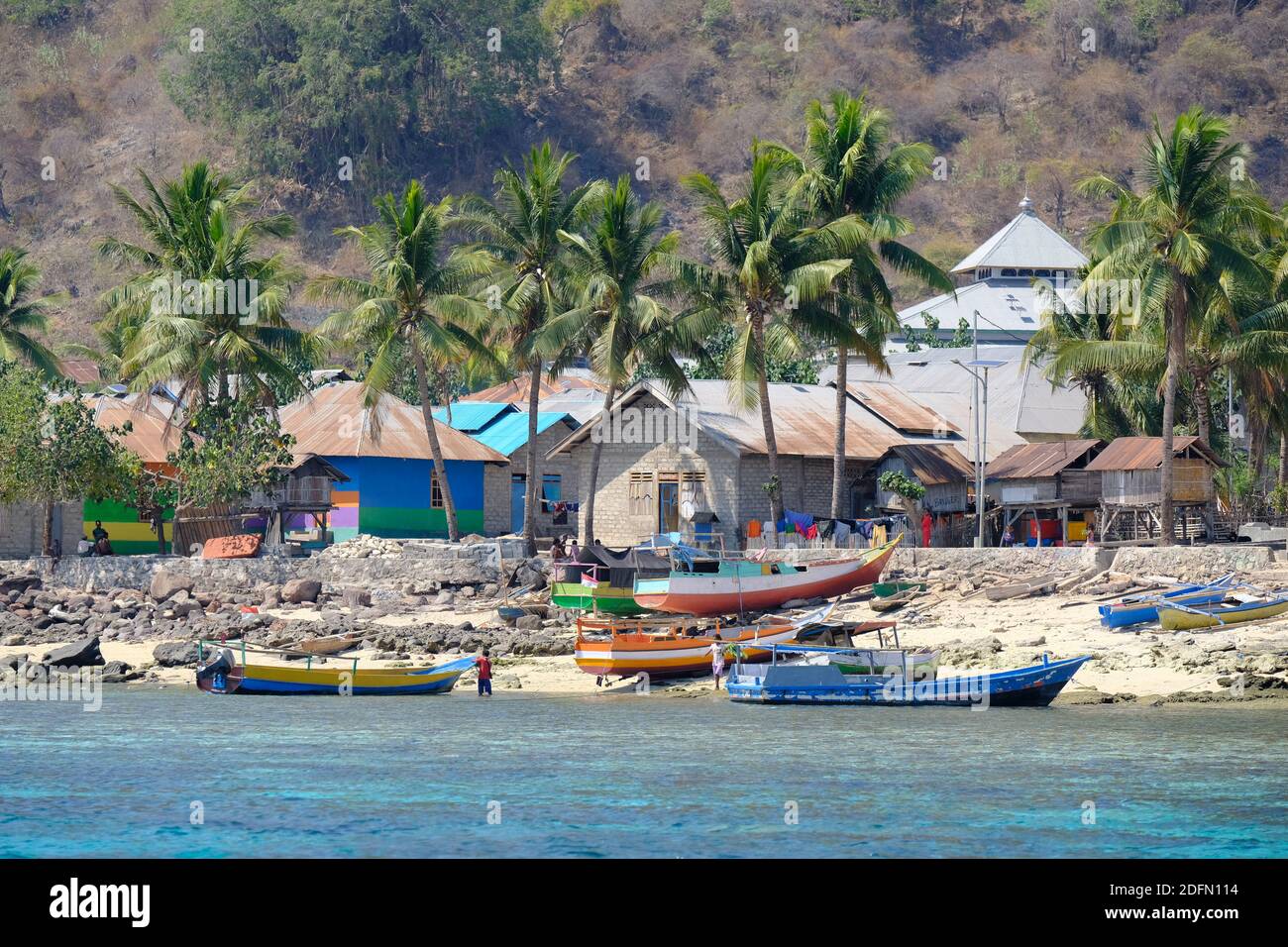 Indonesia Alor - Wonderful Coastline fishing village Stock Photo