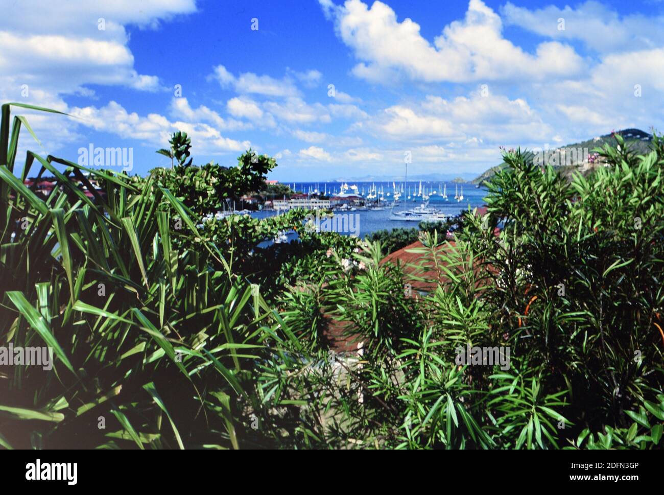 1990s St. Barts (Saint Barthélemy) – View from the hill overlooking the ...
