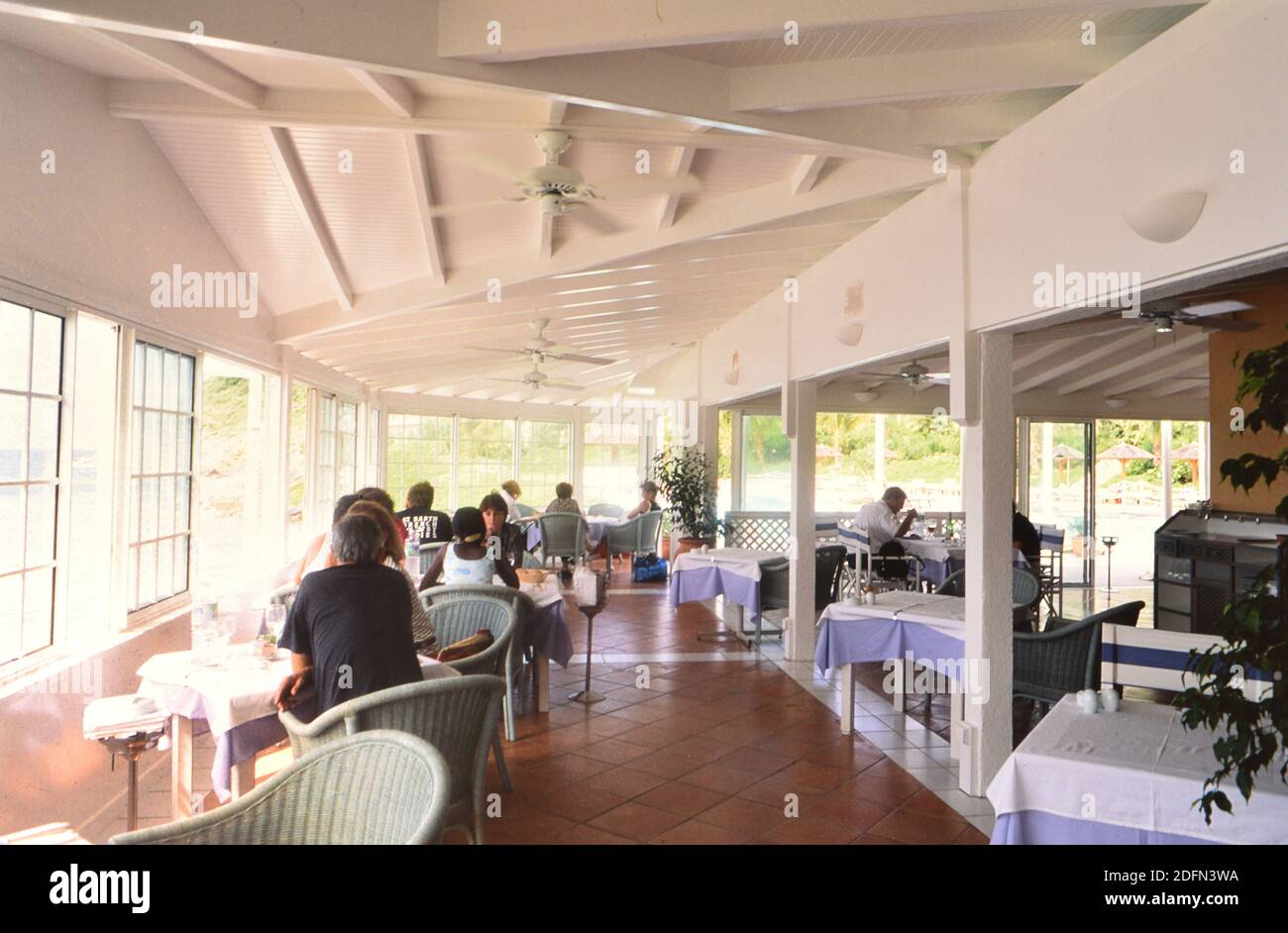 1990s St. Barts (Saint Barthélemy) Le Christopher Hotel, dining area