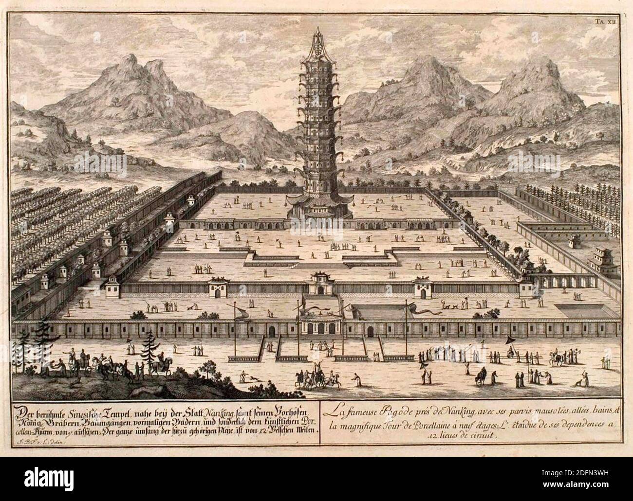 An illustration of the Porcelain Tower of Nanjing Stock Photo