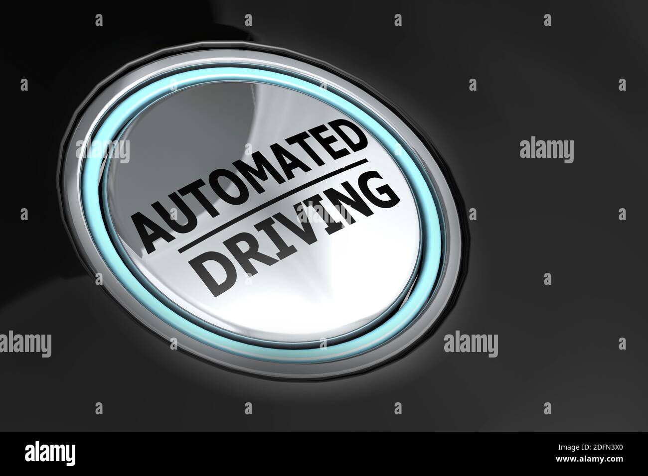 Automated driving button on black background, 3d rendering Stock Photo ...