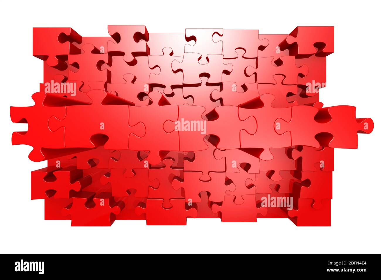 Red jigsaw puzzle with 3D effect, 3d rendering Stock Photo Alamy