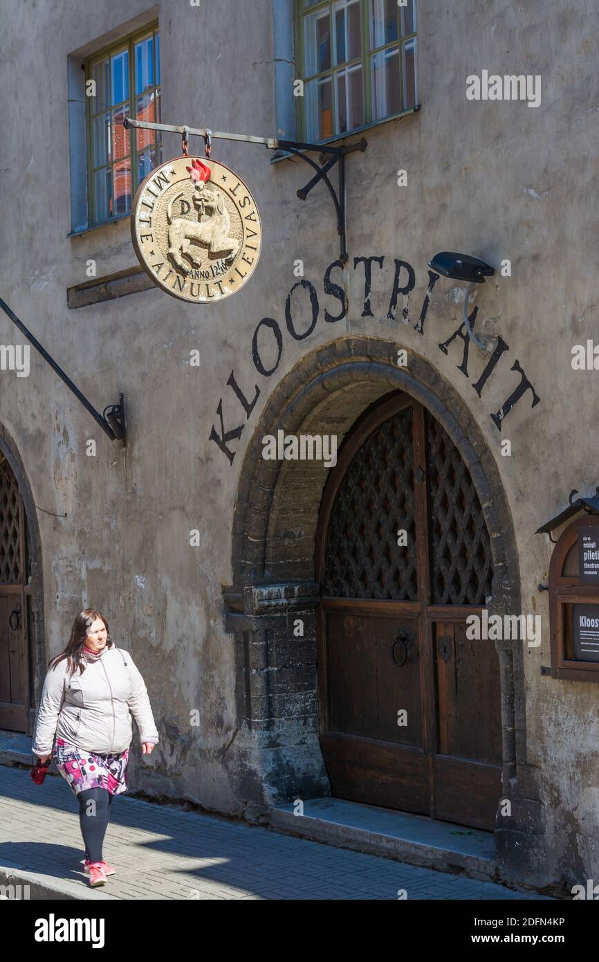 Gate to Kloostri ait restaurant in a medieval building in Old town of Tallinn Estonia Stock Photo