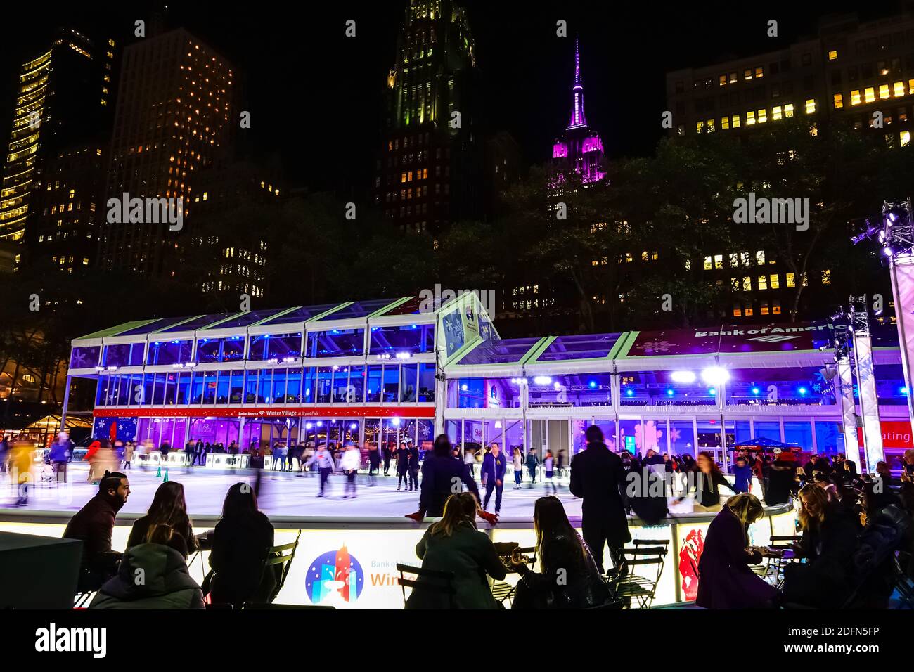 Bryant Park ice skating rink and the Bryant Park Christmas Tree
