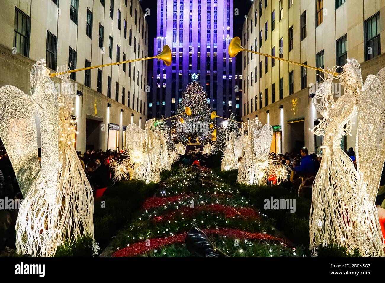 Rockefeller Center Christmas Tree and holiday decorations at the ...
